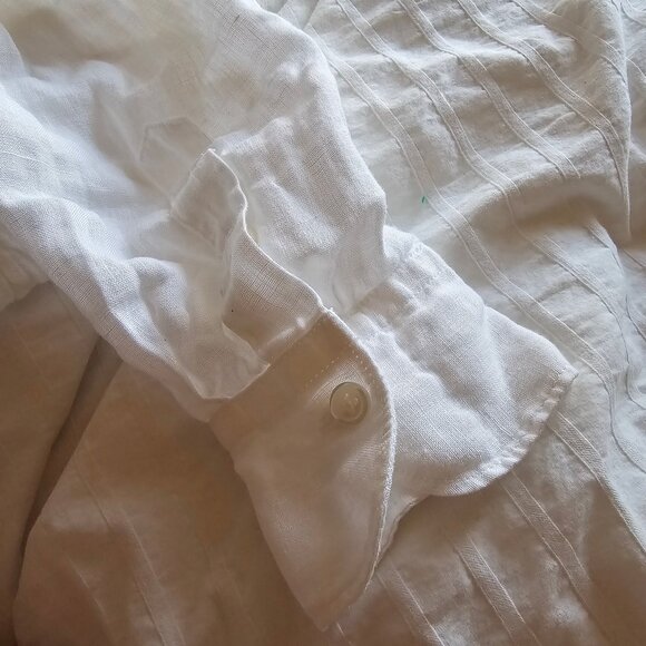 Muji 100% Linen Button-Down Shirt - 2019 - White - Sz S - Picture 8 of 13